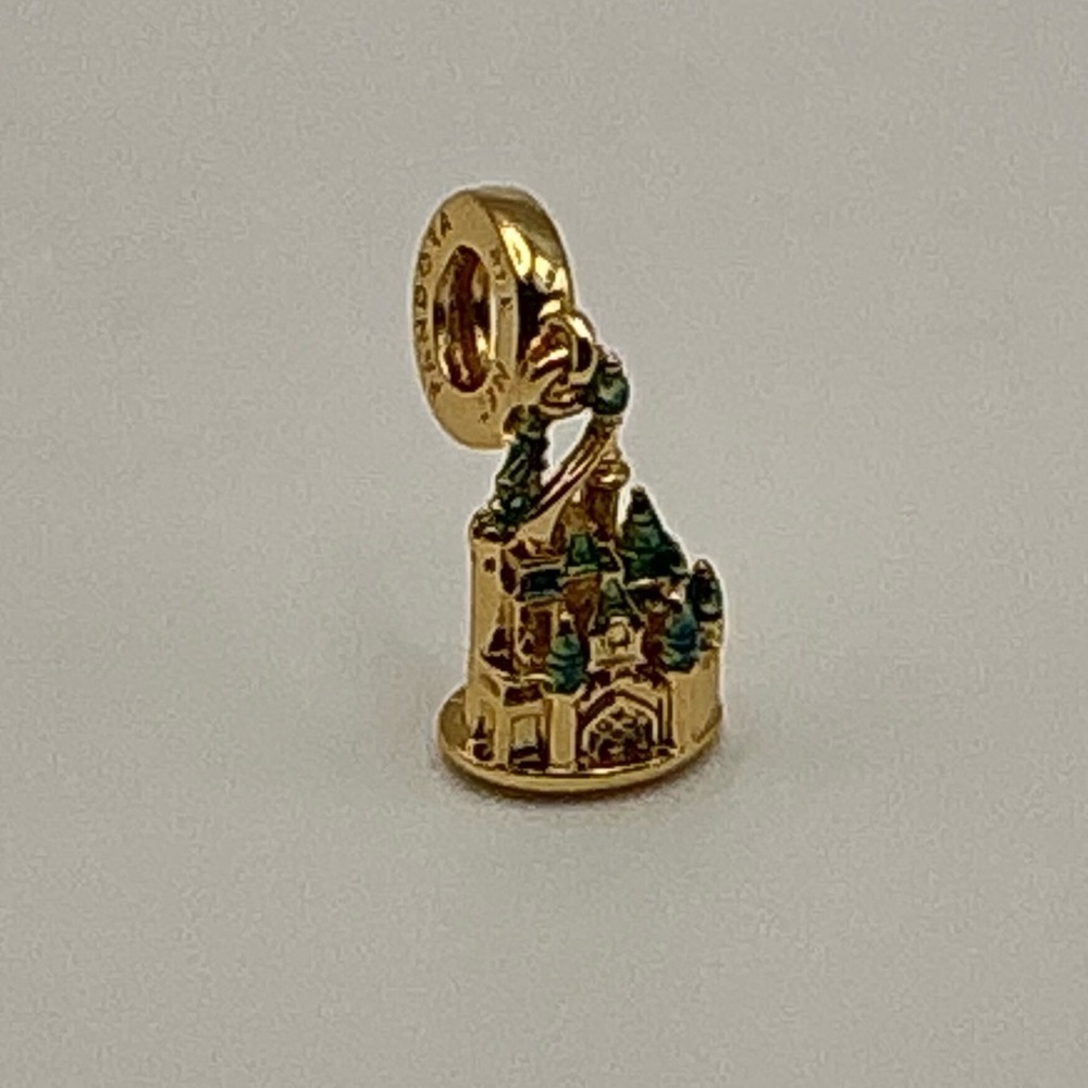 Pandora Disneyland Paris Castle Gold Dangle Charm ALE Disney Parks
